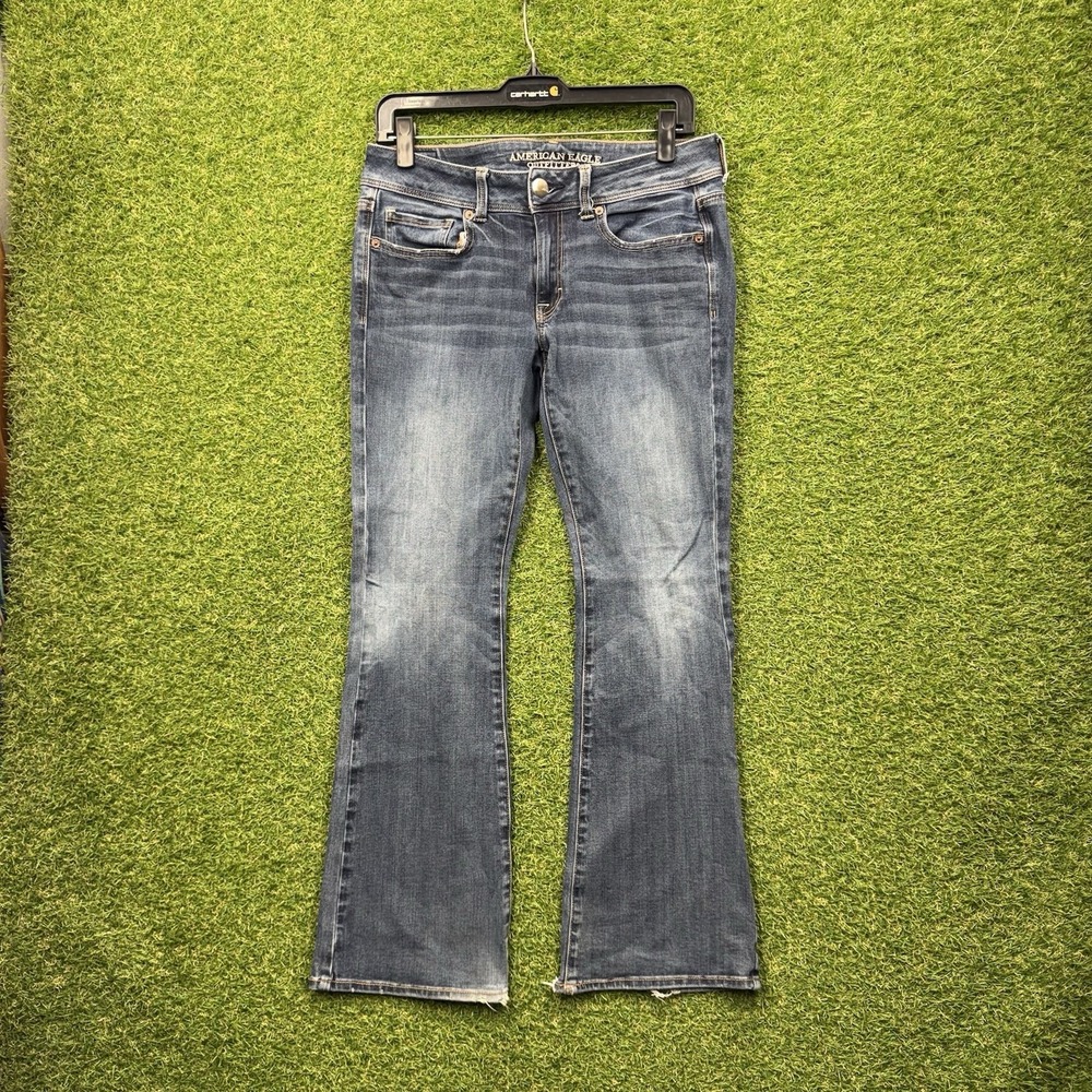 American Eagle Jeans Womens 6 Short Kick Boot Leg Mid Rise Skinny Stretch Casual